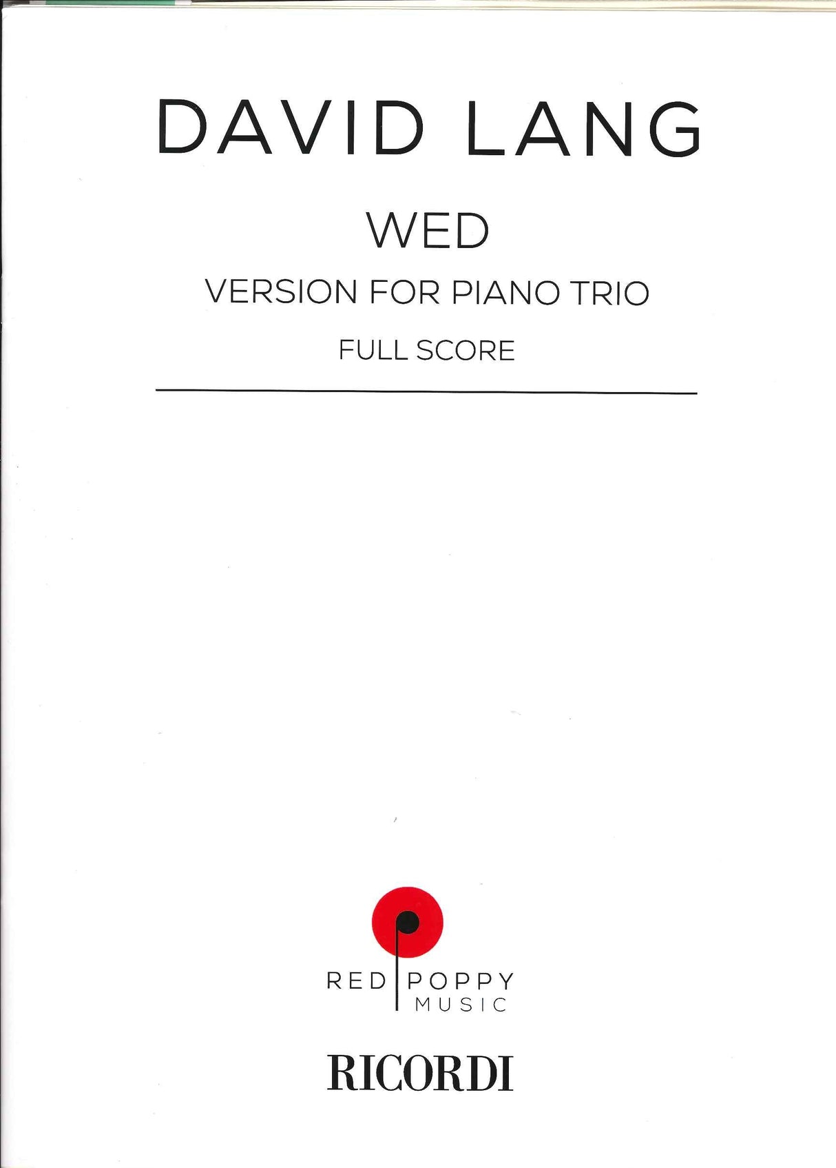 Lang, Wed (Piano Trio) (Red Poppy/Ricordi)