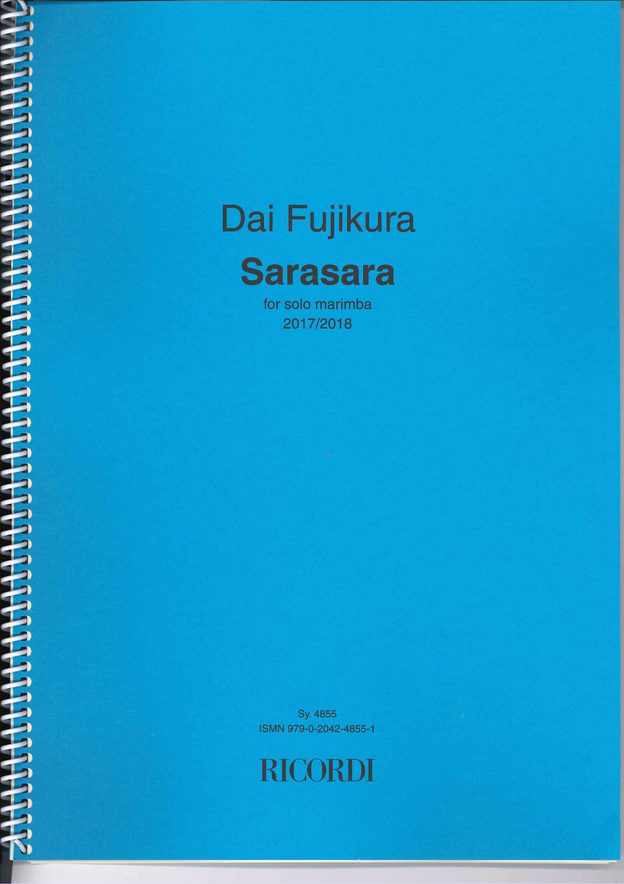Fujikura, Sarasara, for Solo Marimba (Ricordi)
