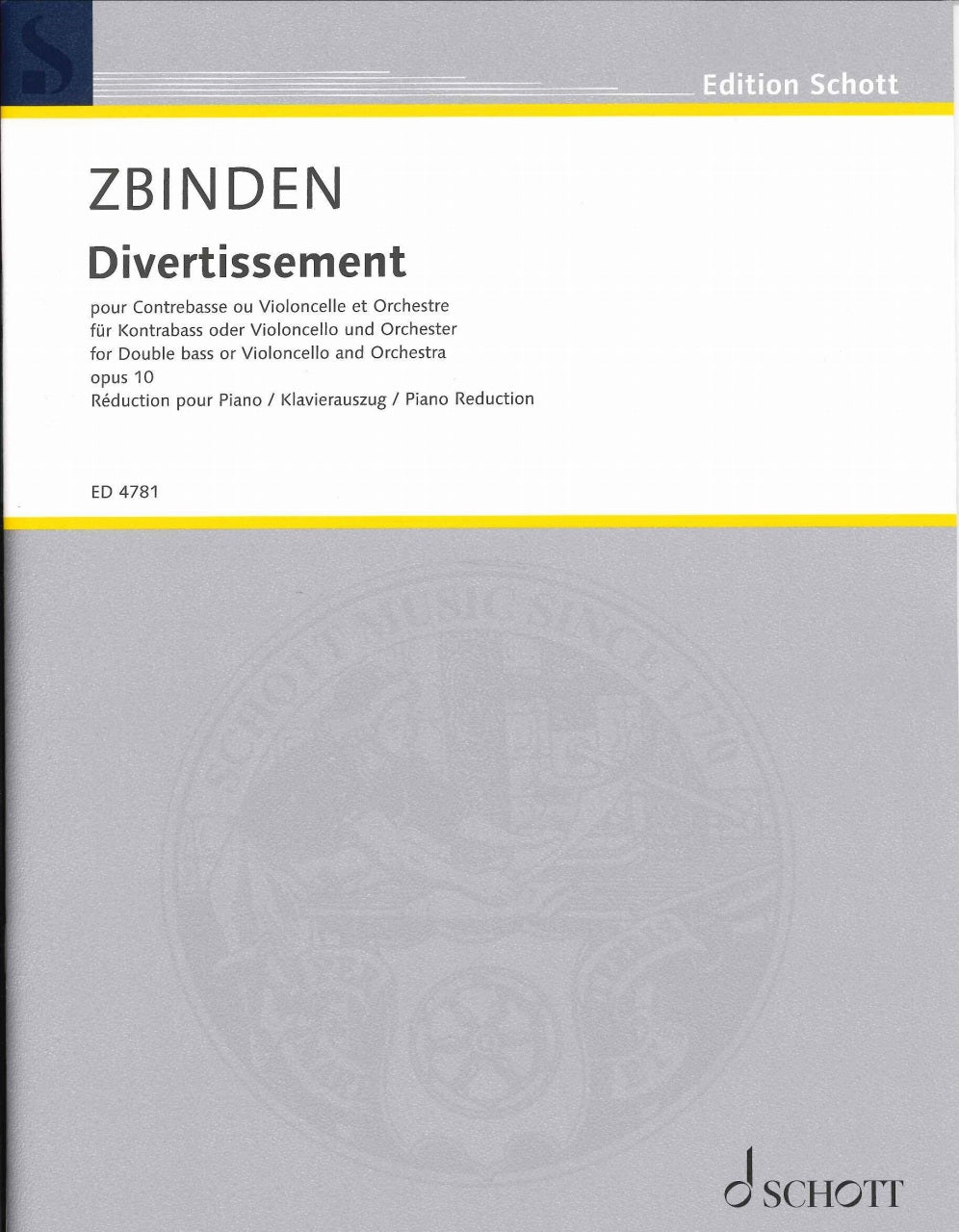 Zbinden, Divertissement op. 10 (CB/Vc,Pf (Schott)