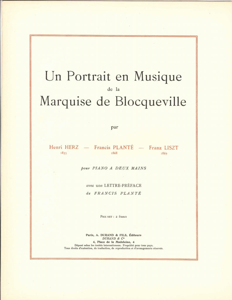 Liszt, Portrait en musique Marquise Bloc (Durand)