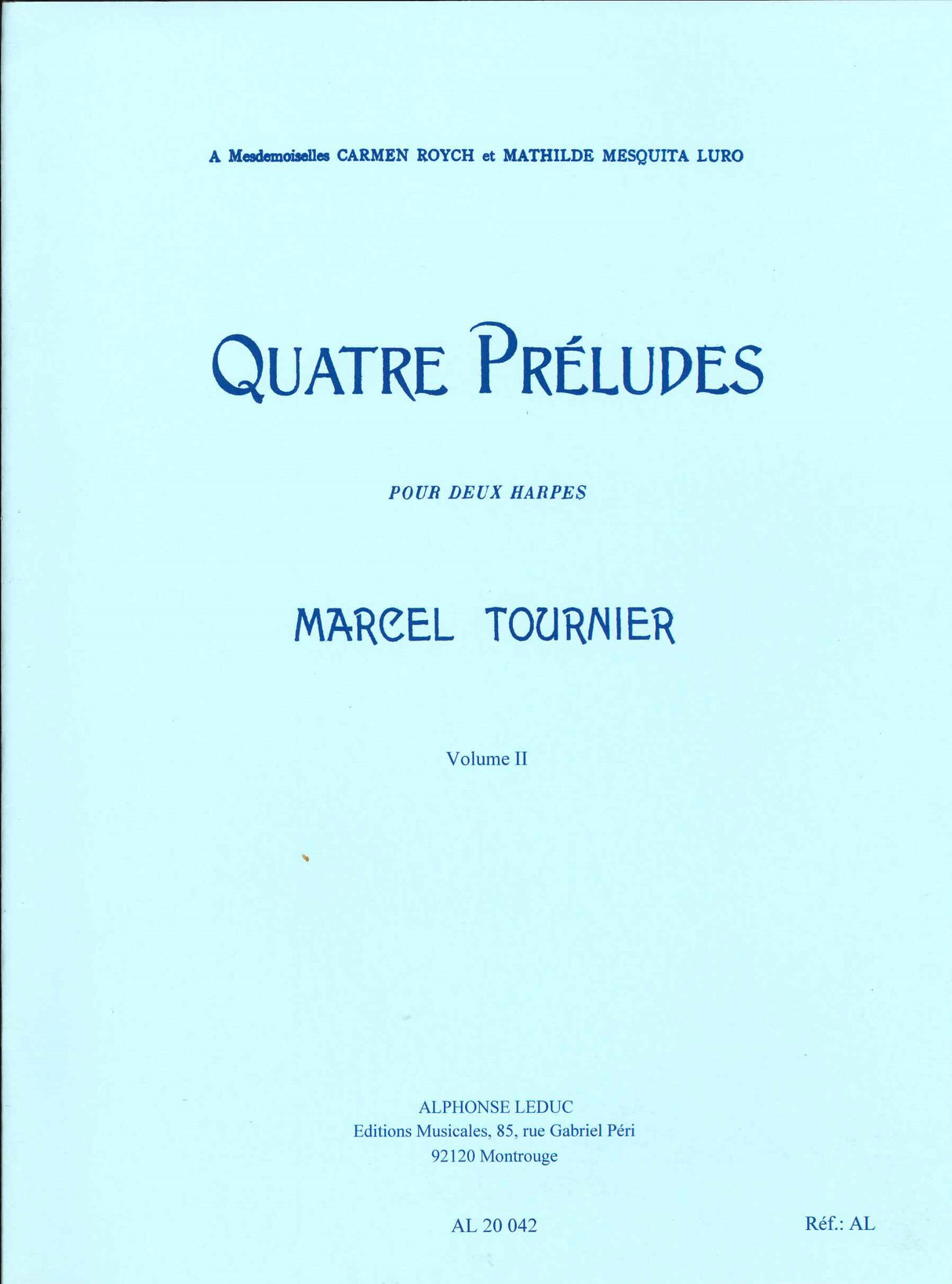 Tournier, 4 Preludes, 2: No. 3, 4 (2Hrp) (Leduc)