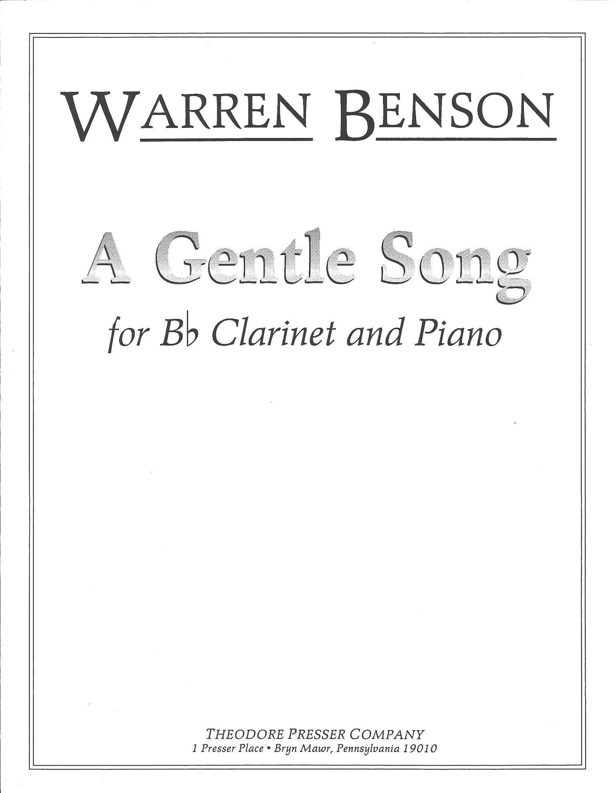 Benson, Gentle Song (BbCl,Pf) (Presser)