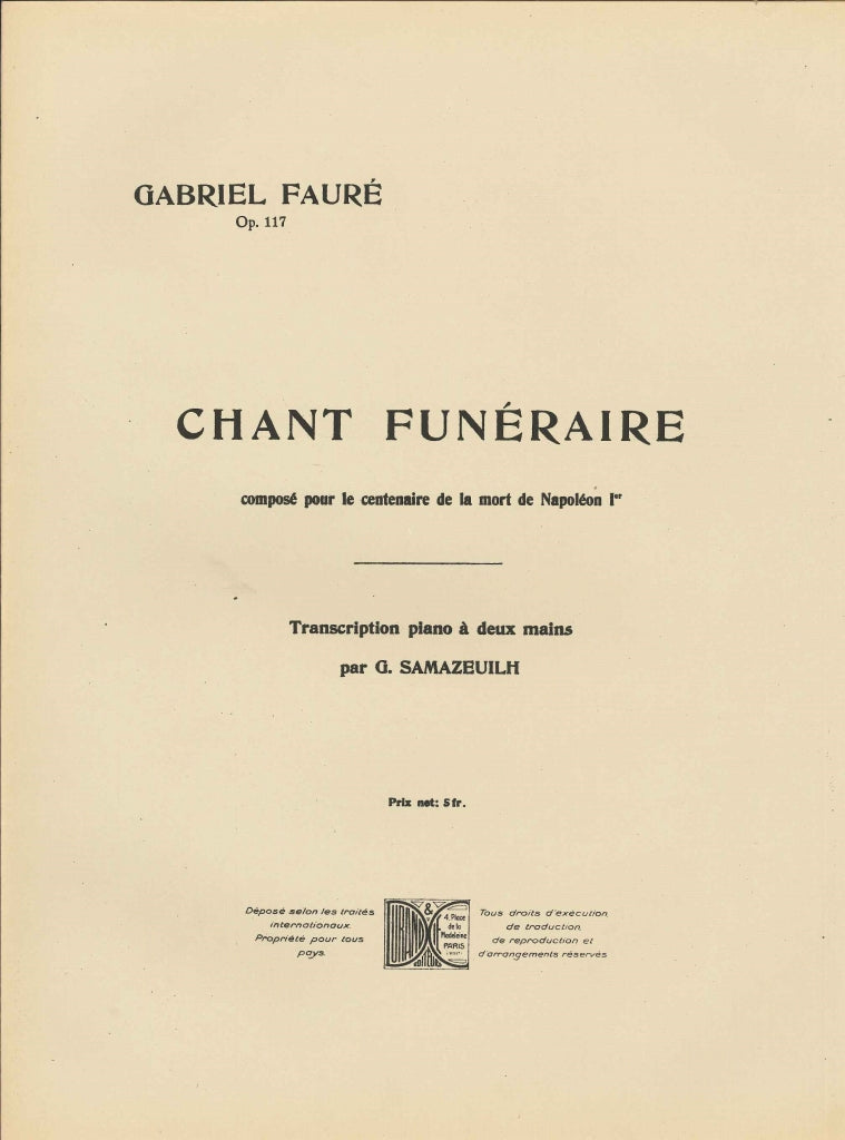 Faure, Chant funeraire (Samazeuilh) (Durand)