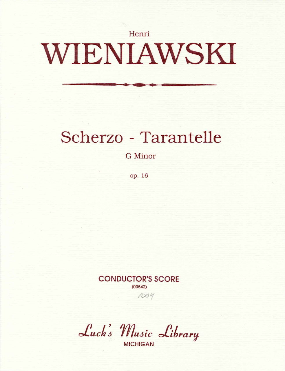 Wieniawski, Scherzo-tarantelle (Score) (Luck's Music)