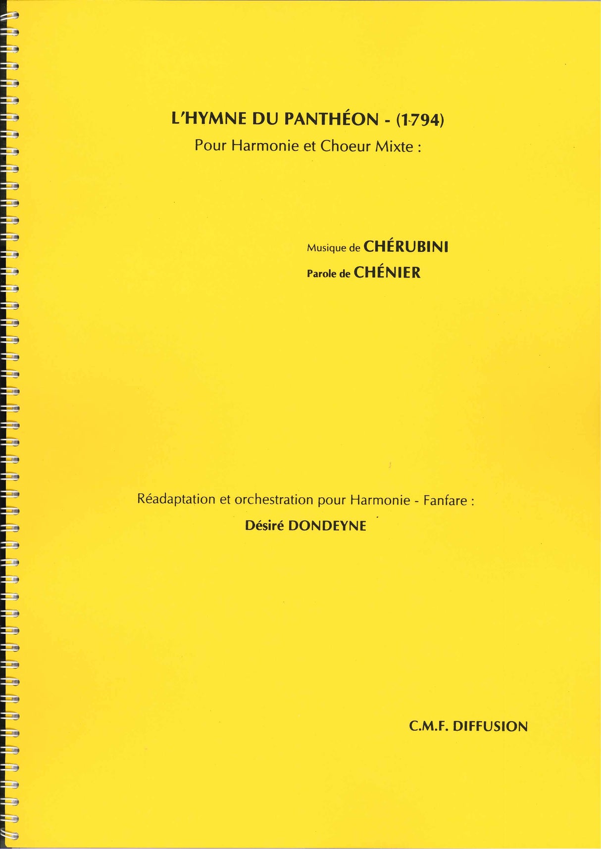 Cherubini, Hymne du Pantheon Full Score (C.M.F. Diffusion/Robert Martin)
