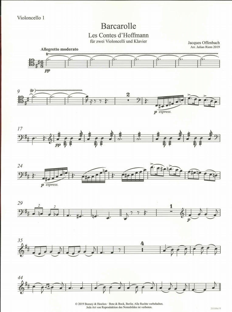 Offenbach, Barcarolle (2Vc,Pf) (Bote & Bock)