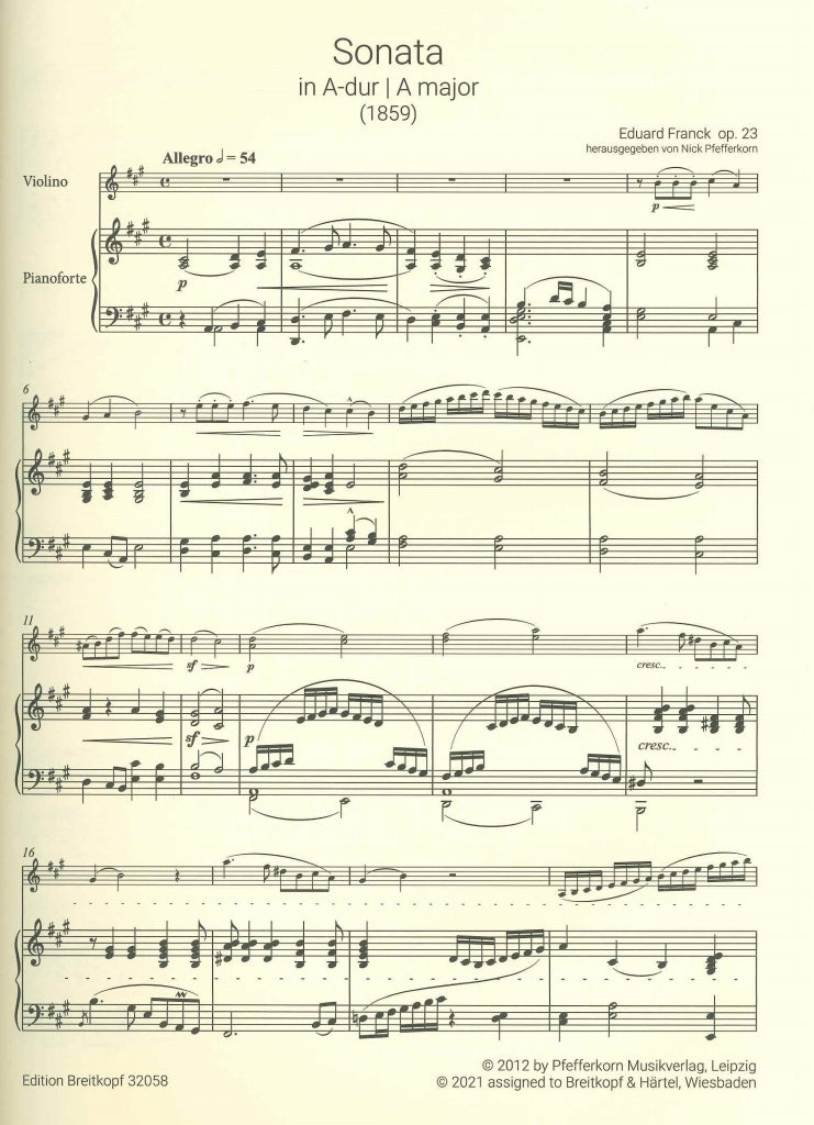 Franck,E., Sonata No. 2 in A, op. 23 (Breitkopf)