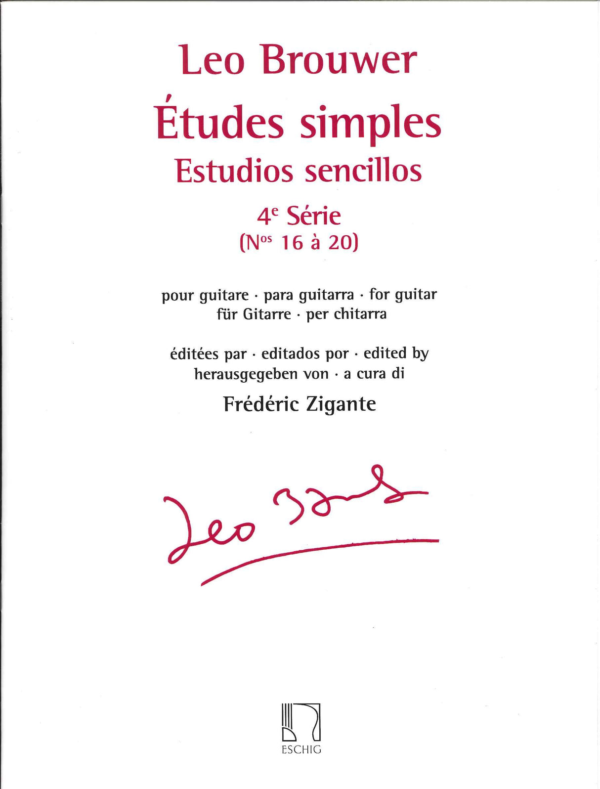 Brouwer, Etudes simples 4: No. 16-20 (Eschig)