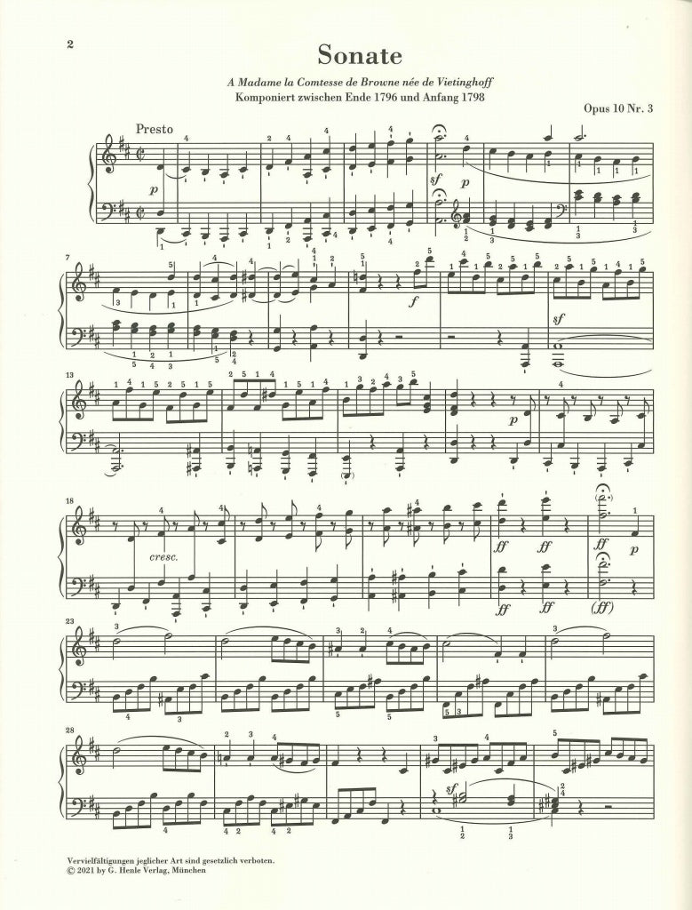 Beethoven, Sonata No. 7 in D op. 10/3 (Henle)