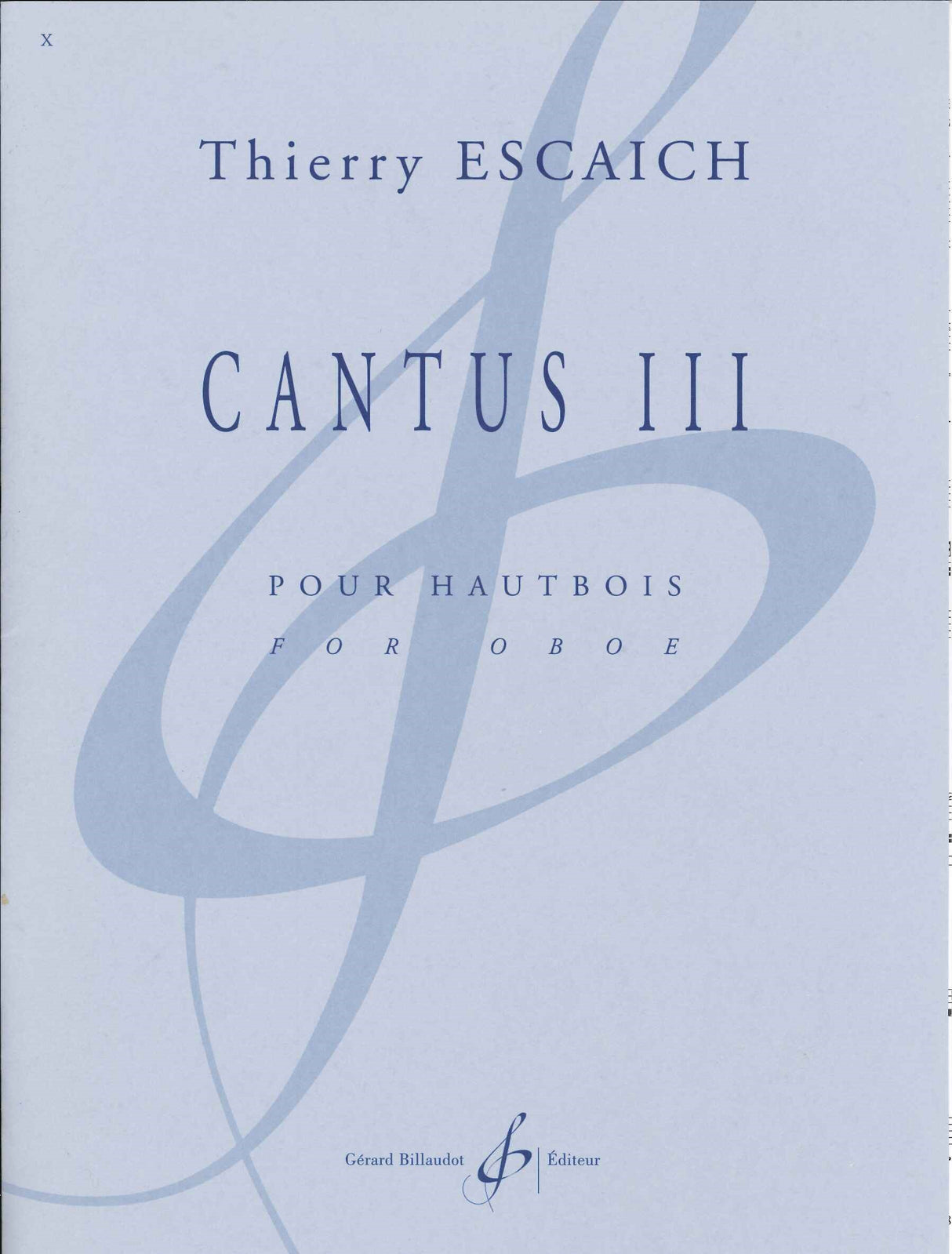 Escaich, Cantus III. pour hautbois (Billaudot)