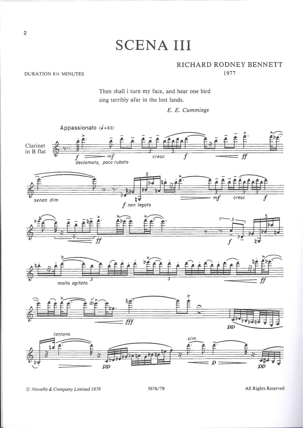 Bennett, Scena III (1977) (Bb Cl Solo) (Novello)