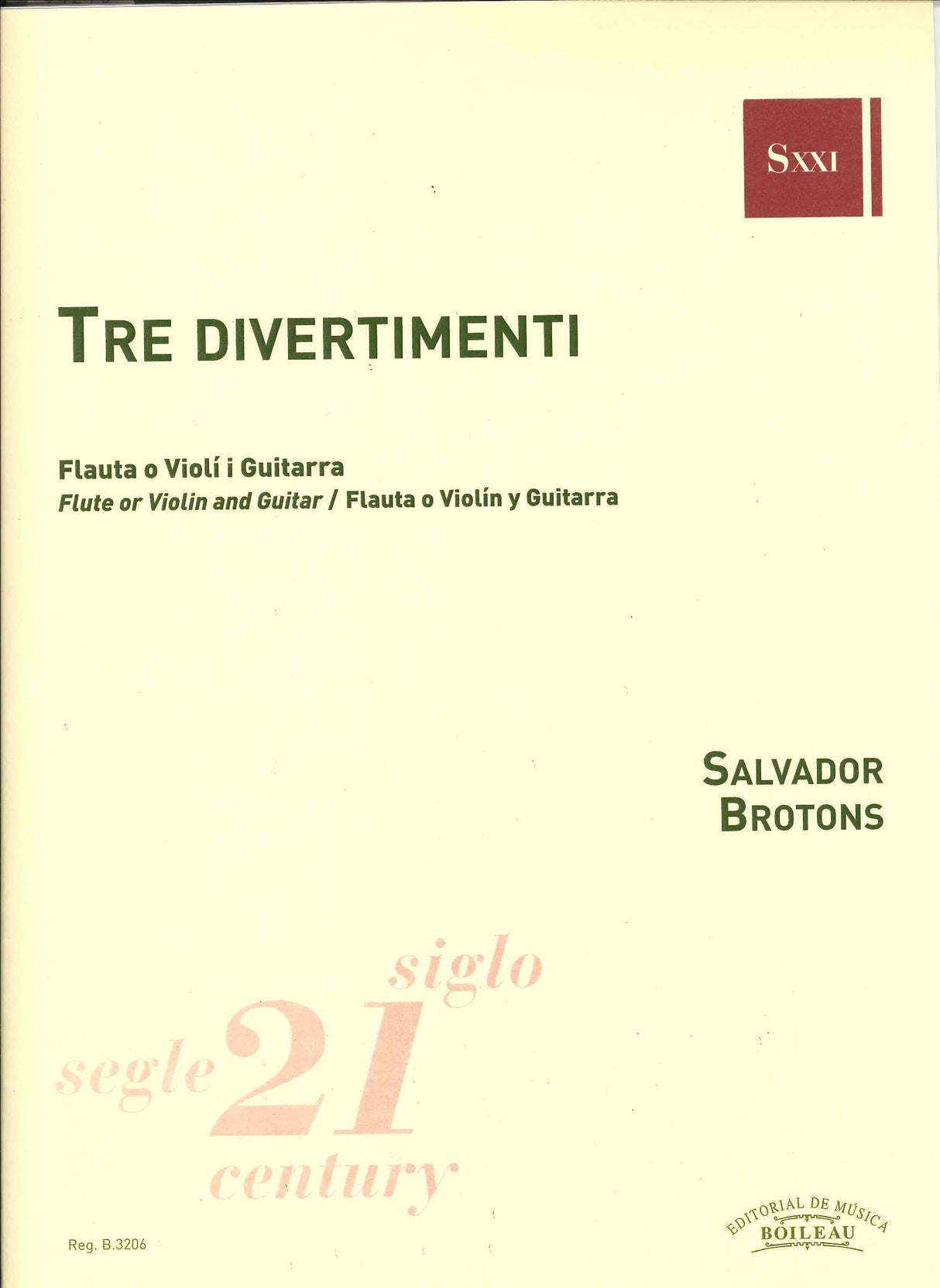 Brotons, 3 Divertimenti op. 68 (Fl,Guit) (Boileau)