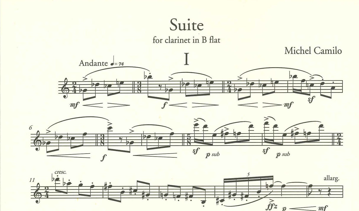 Camilo, Suite for Clarinet in Bb (Trito)