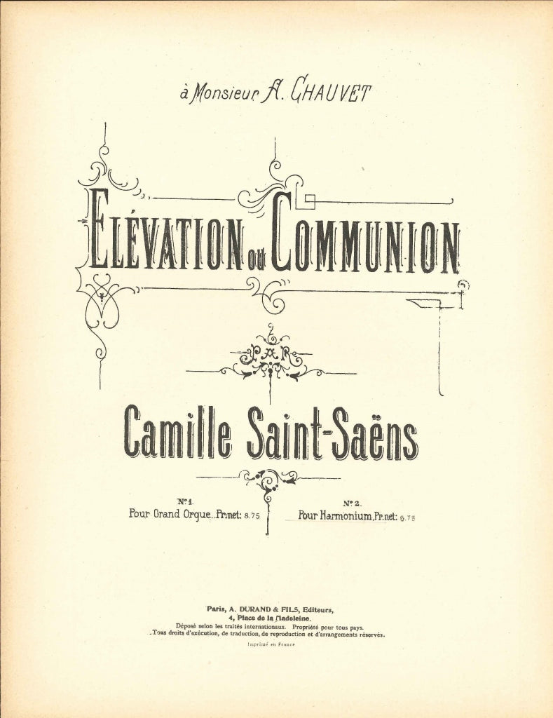 Saint-Saens, Elevation ou commun. op. 13 (Durand)