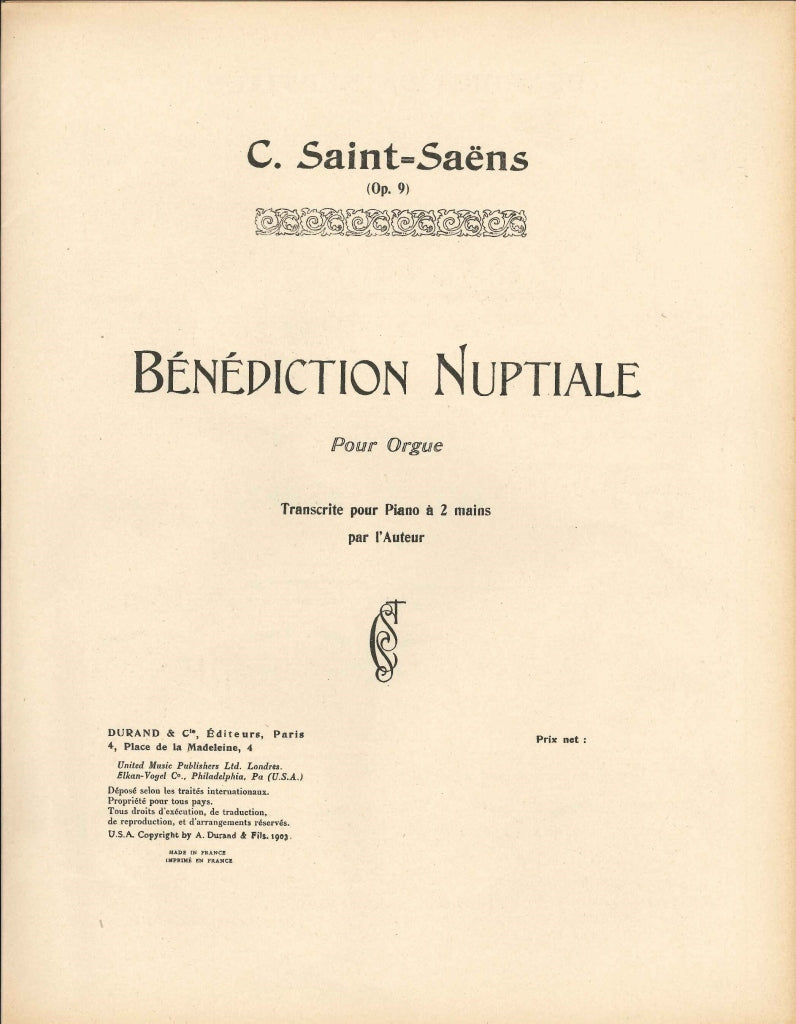 Saint-Saens, Benediction nuptiale op. 9 (Durand)