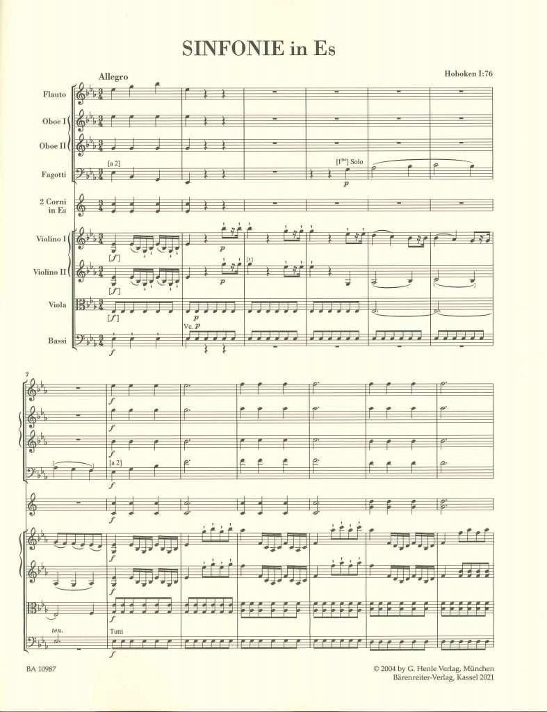 Haydn, Symphony No. 76 in Eb Full Score (Barenreiter)