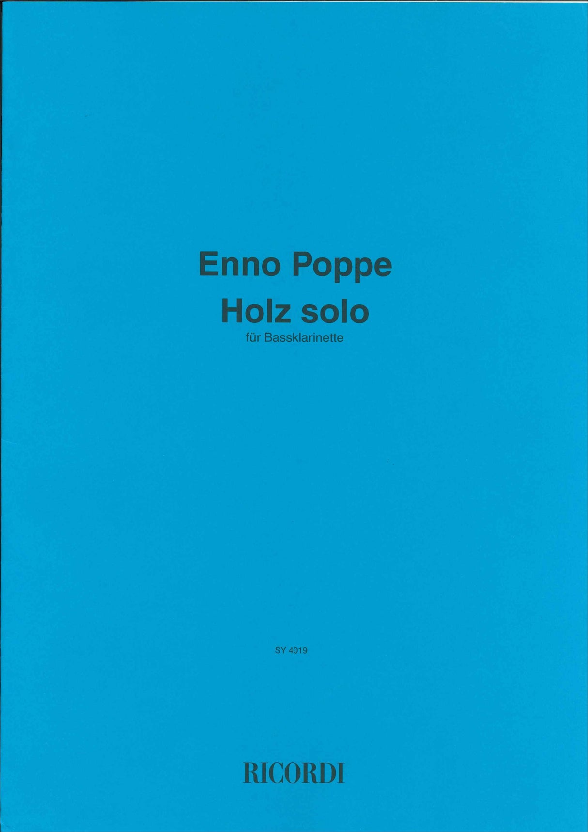 Poppe, Holz solo: Fassung fur Bassklar. (Ricordi)