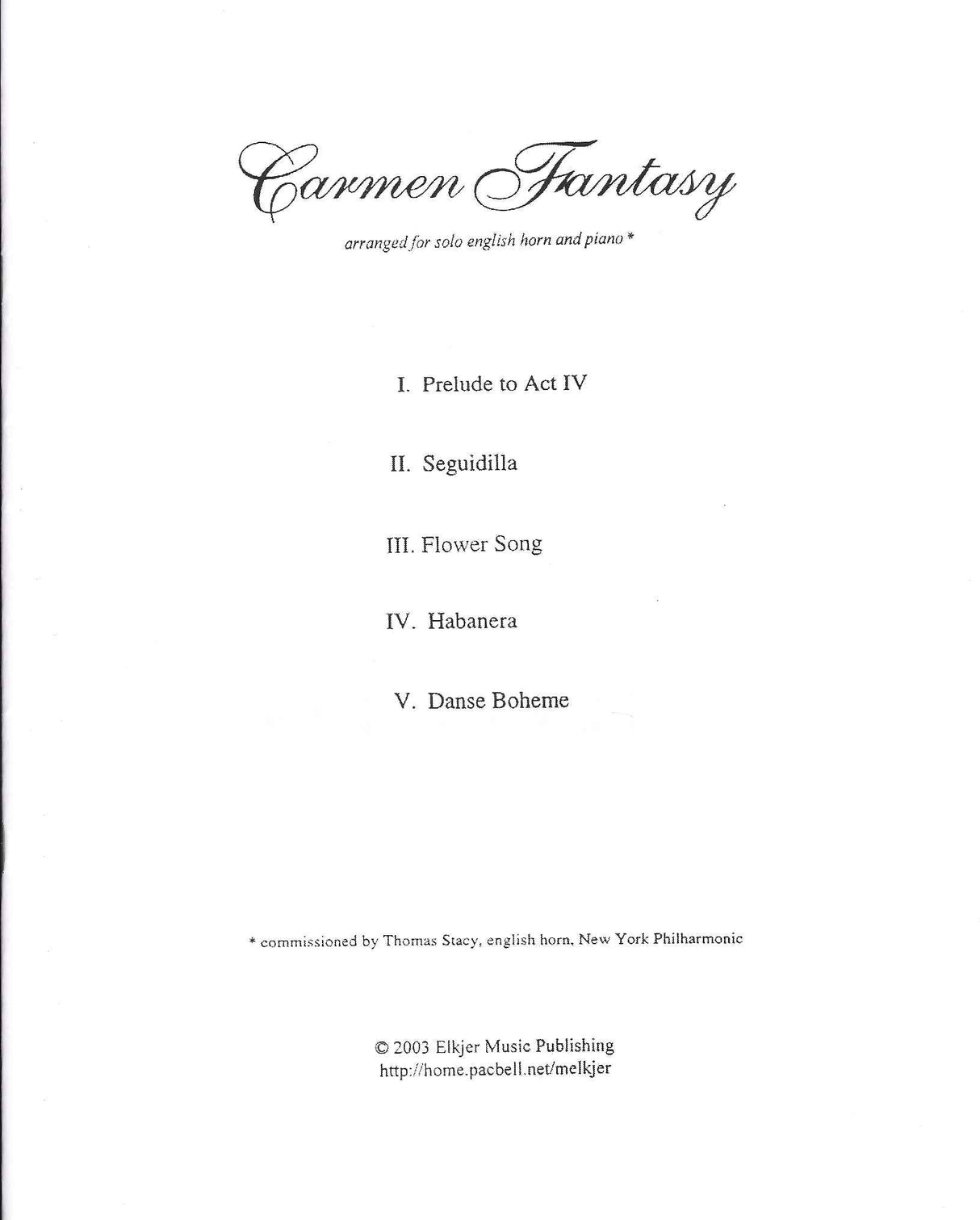 Bizet/Elkjer, Carmen Fantasy (EHr,Pf) (Elkjer Music)