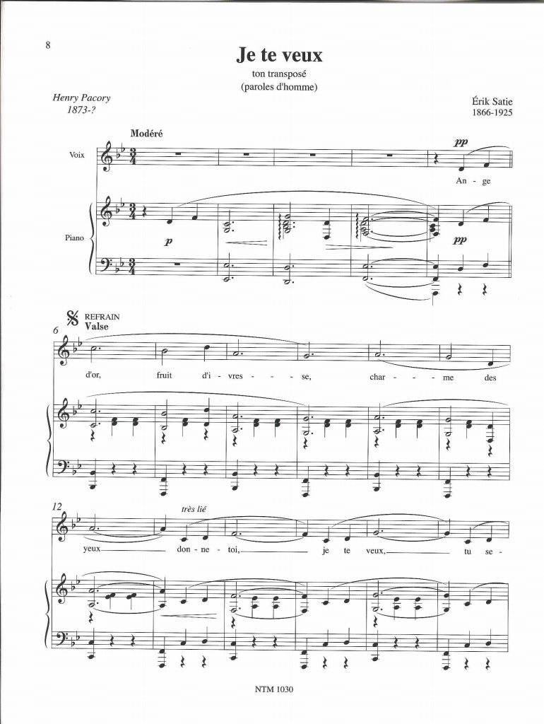 Satie, Je te veux (in C; in Bb) [F] (Nouveau Theatre Musical)