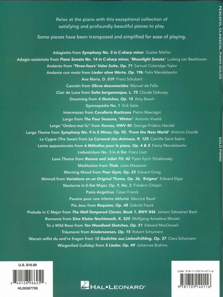 Peaceful Classical Piano Solos (Hal Leonard)