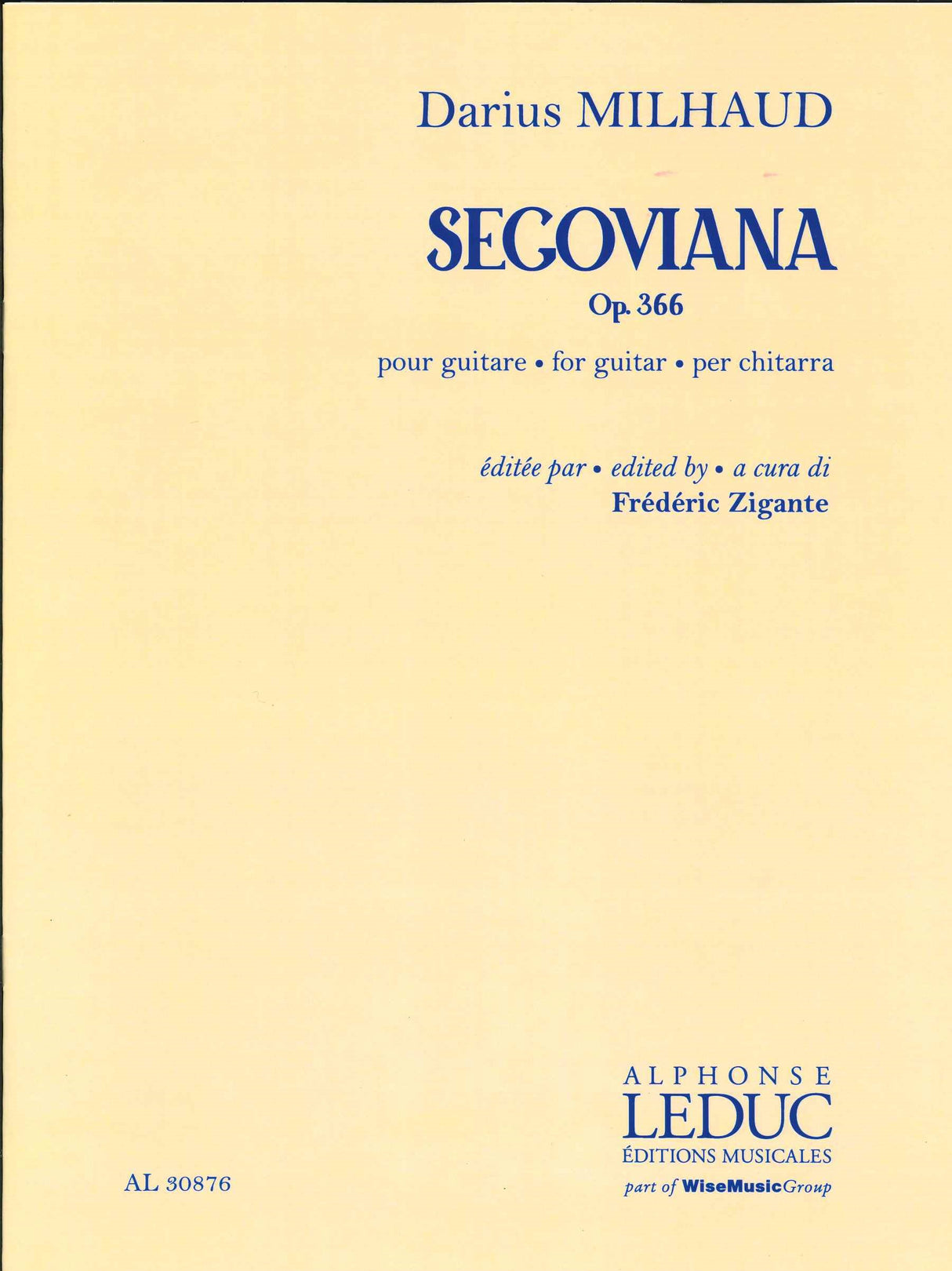 Milhaud, Segoviana op. 366 (Zigante) (Heugel/Leduc)