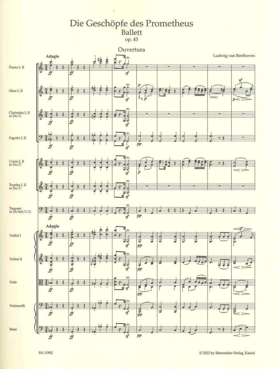 Beethoven, Prometheus Ov Full Score (Barenreiter)