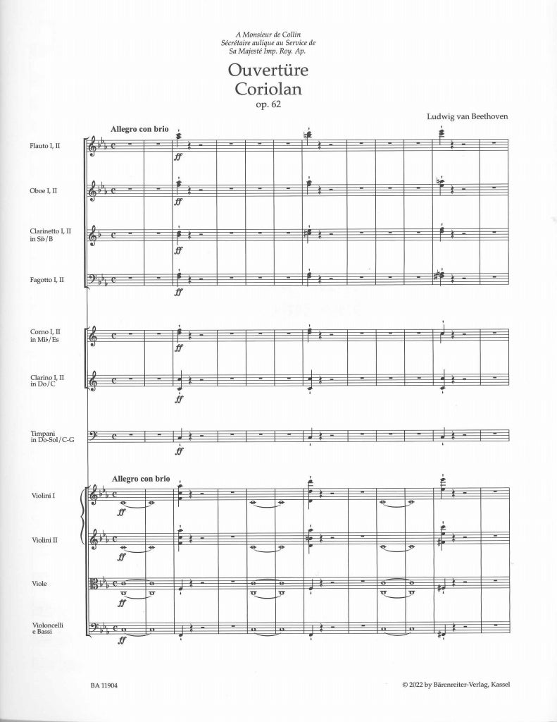 Beethoven, Coriolan Ov Full Score (Barenreiter)