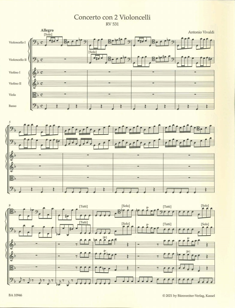Vivaldi, Concerto RV 531 Full Score (Barenreiter)