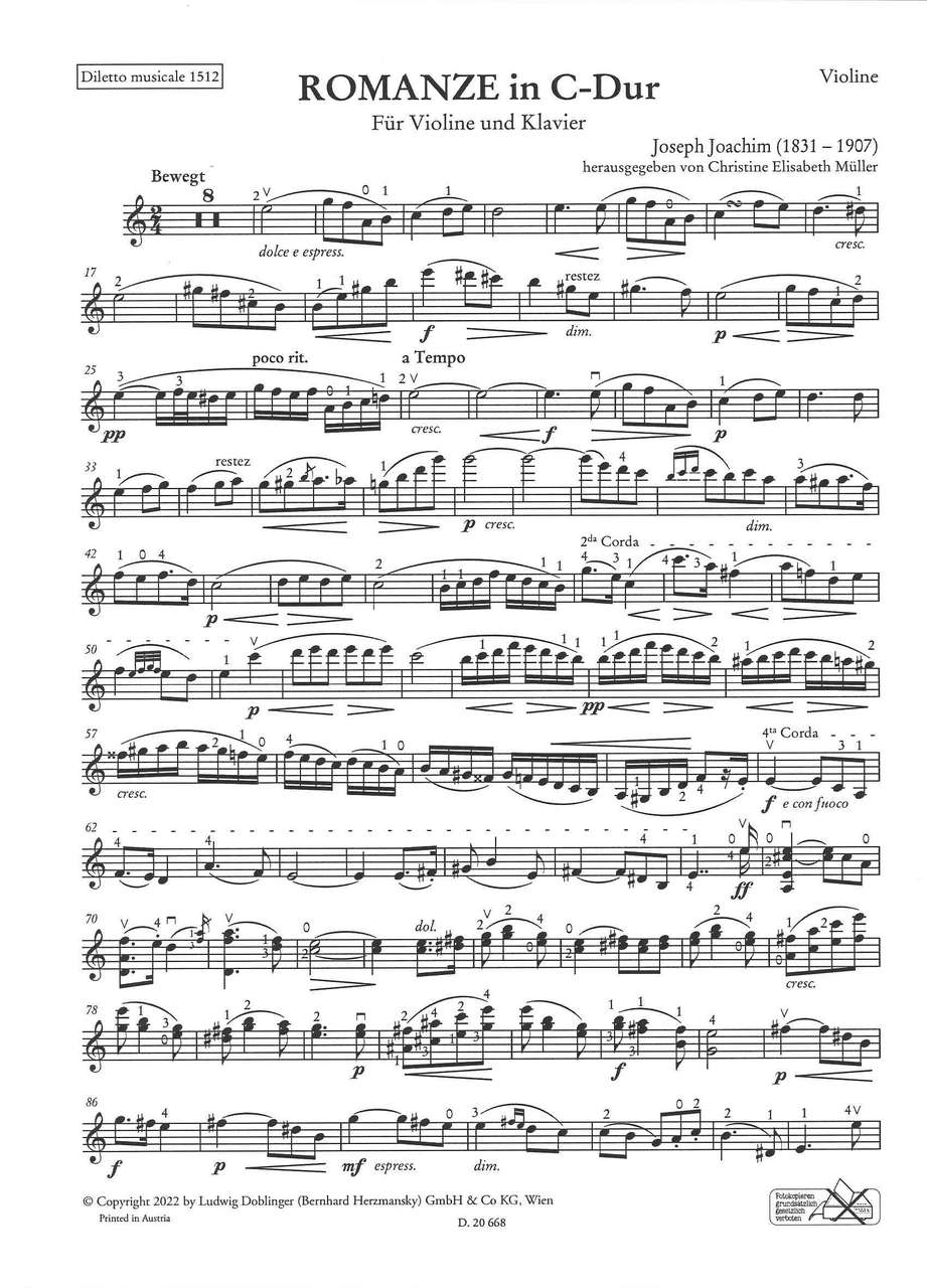 Joachim, Romanze in C-dur (Doblinger)