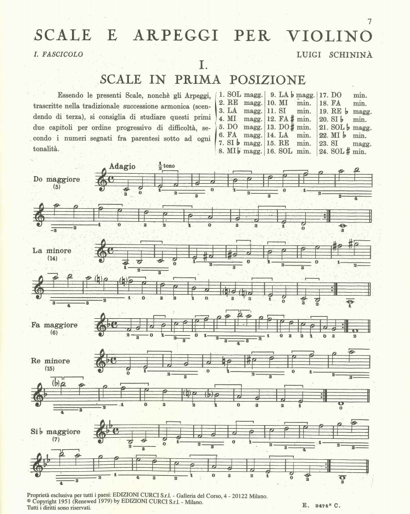 Schinina, Scale e arpeggi 1 (Curci)