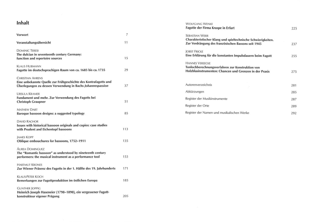 Geschichte, Bauweise & Repertoire Fagott (Wissner)