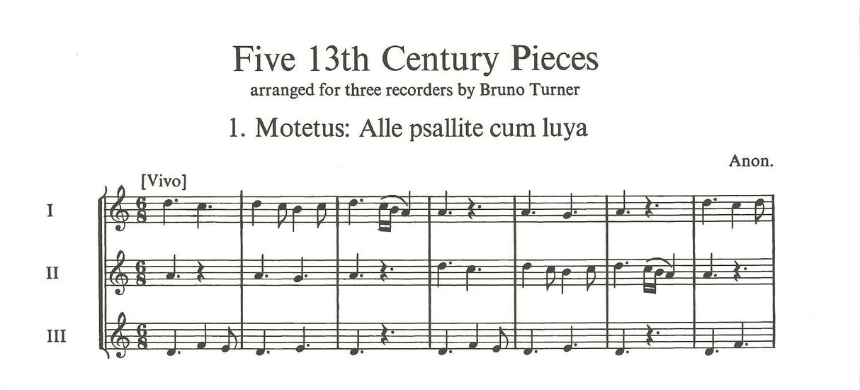 5 Pieces from the 13th Century (3Rec) (Schott)