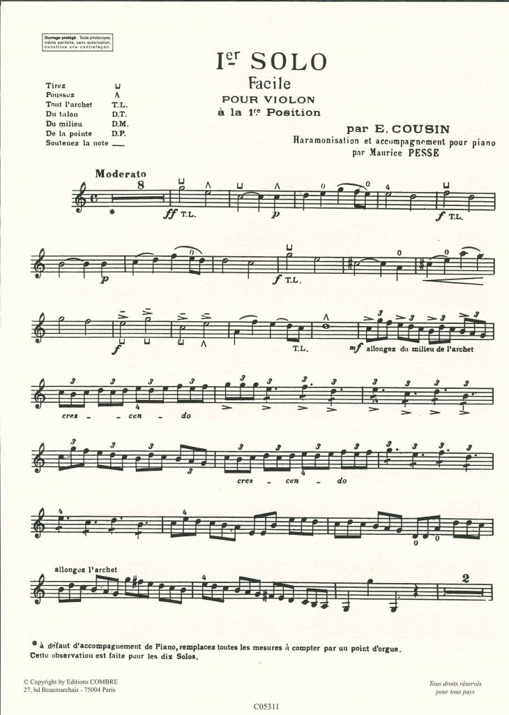Cousin, 20 Solos concertants, 1: 1-10 (Combre)