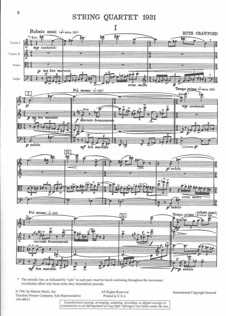 Crawford, String Quartet '1931' (Merion/Presser)