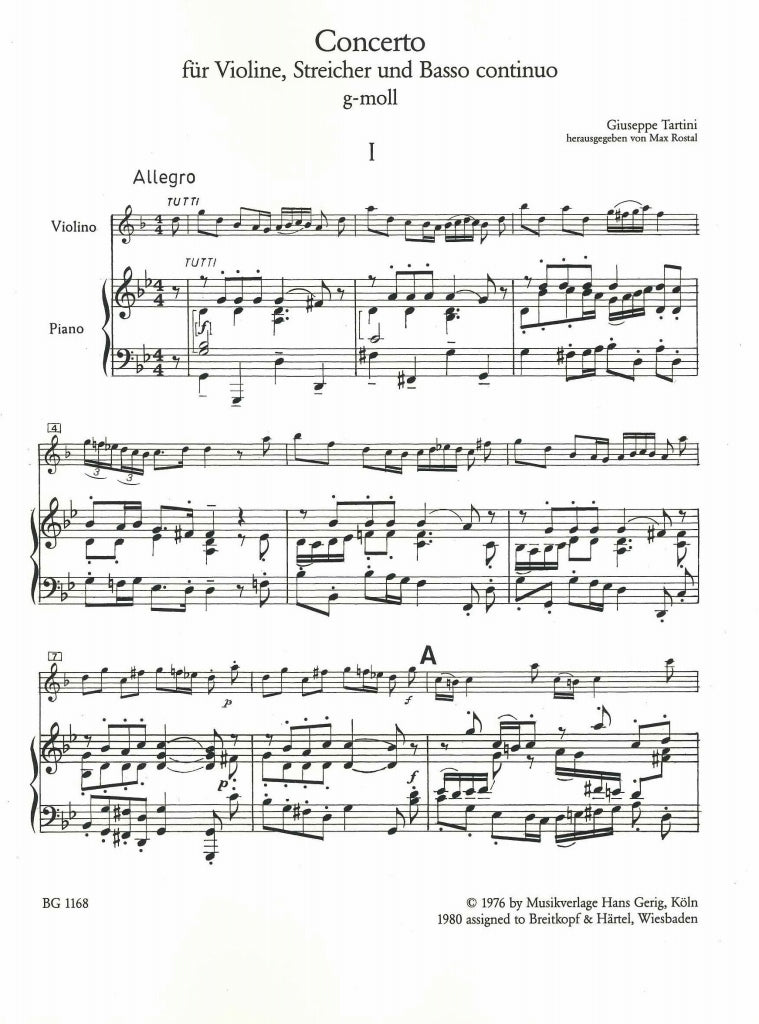 Tartini, Concerto in g, D 86 (Rostal) (Gerig/Breitkopf)