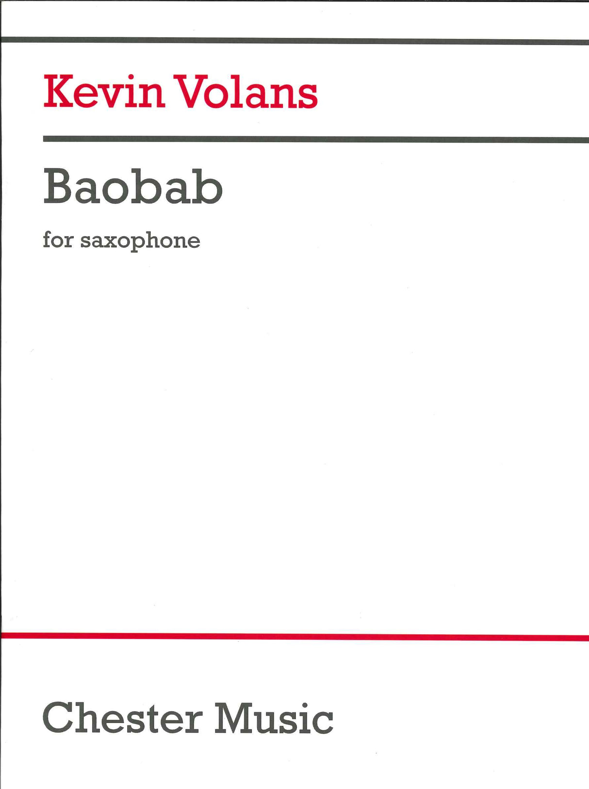 Volans, Baobab, for Saxophone (Chester)