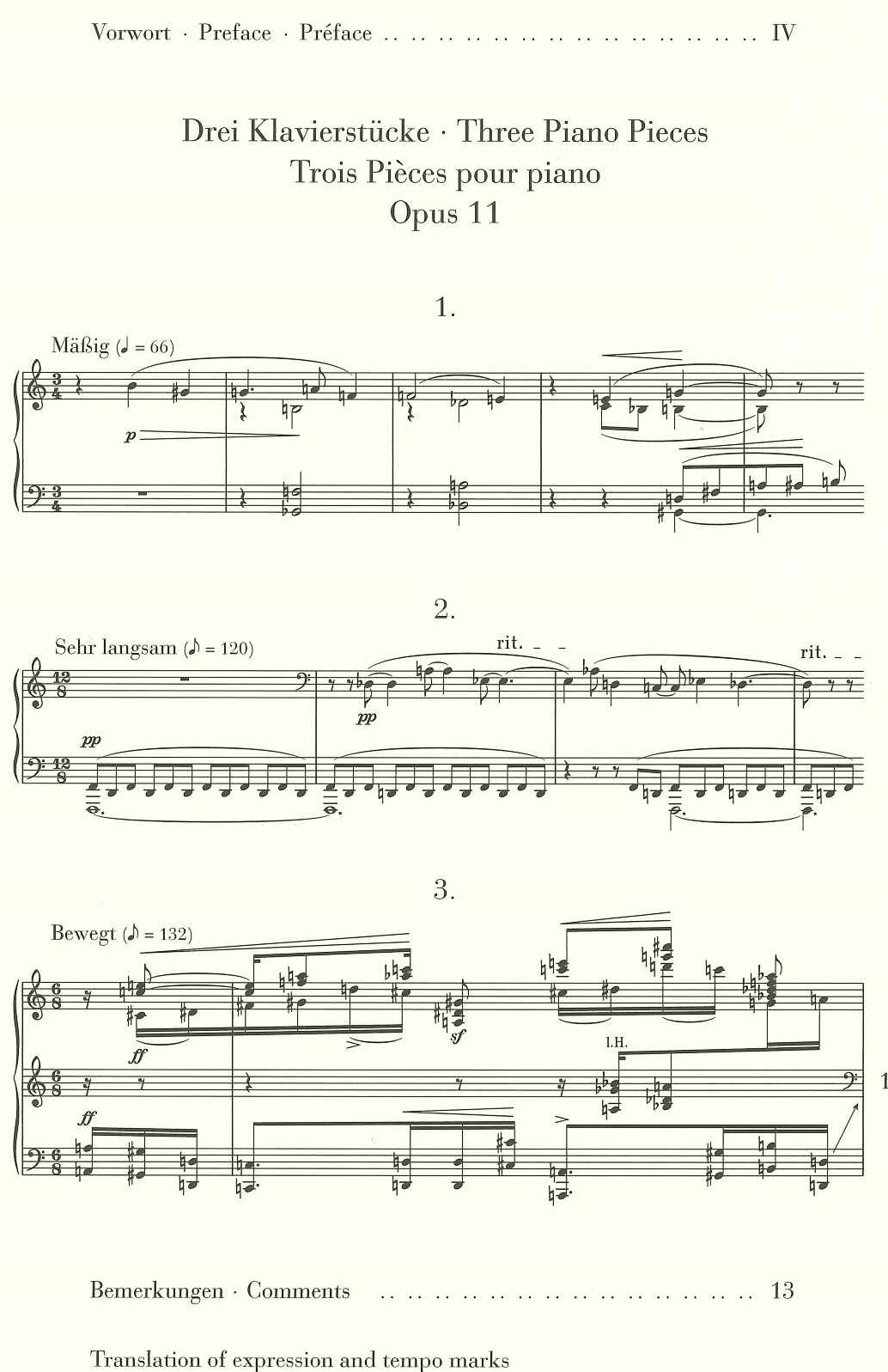 Schonberg, 3 Klavierstucke op. 11 (Henle)