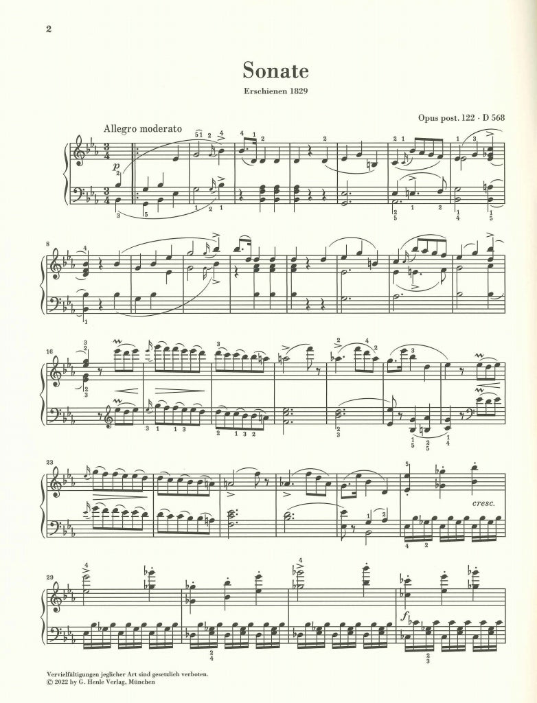 Schubert, Sonata D 568 in Eb (Rahmer) (Henle)