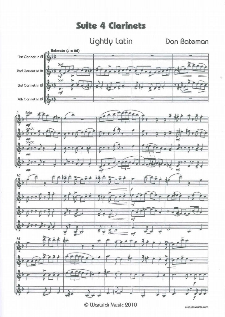 Bateman, Suite 4 Clarinets (4BbCl) (Warwick Music)