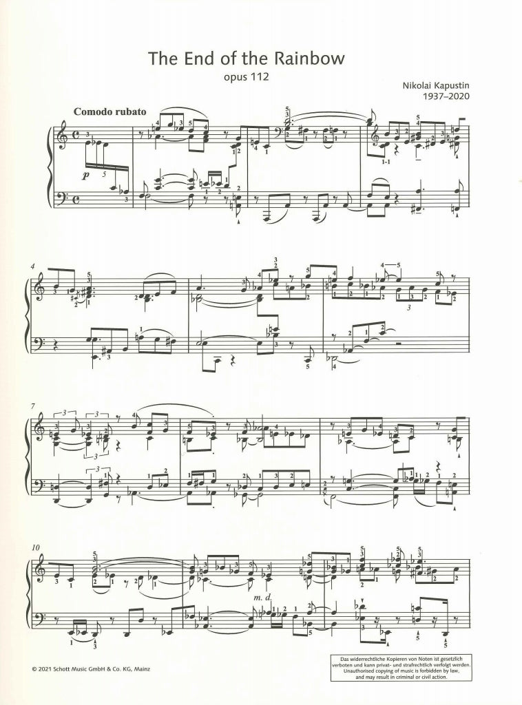 Kapustin, End of Rainbow op. 112 (2003) (Schott)