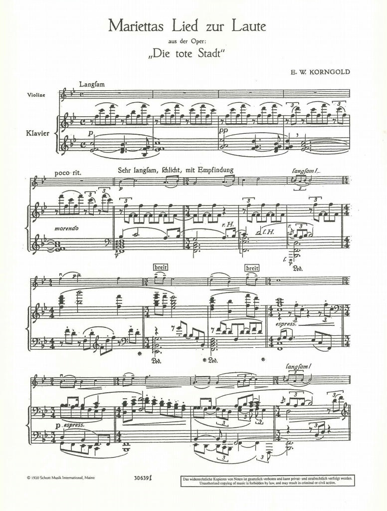 Korngold, Mariettas Lied zur Laute (Schott)
