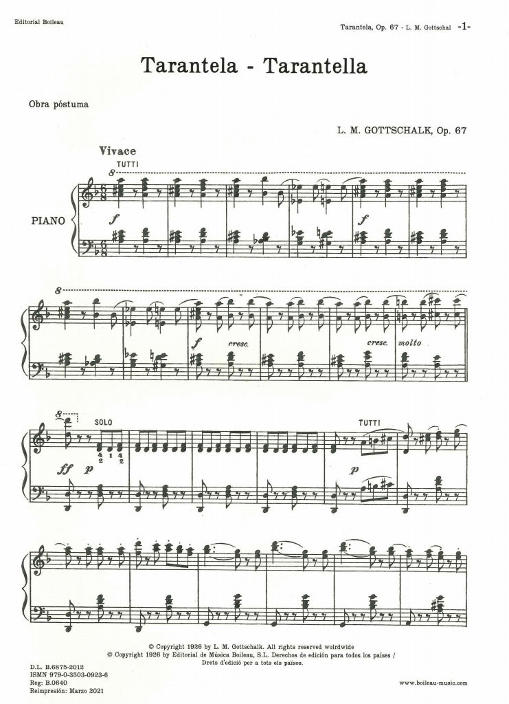 Gottschalk, Tarantella op. 67 (Boileau)