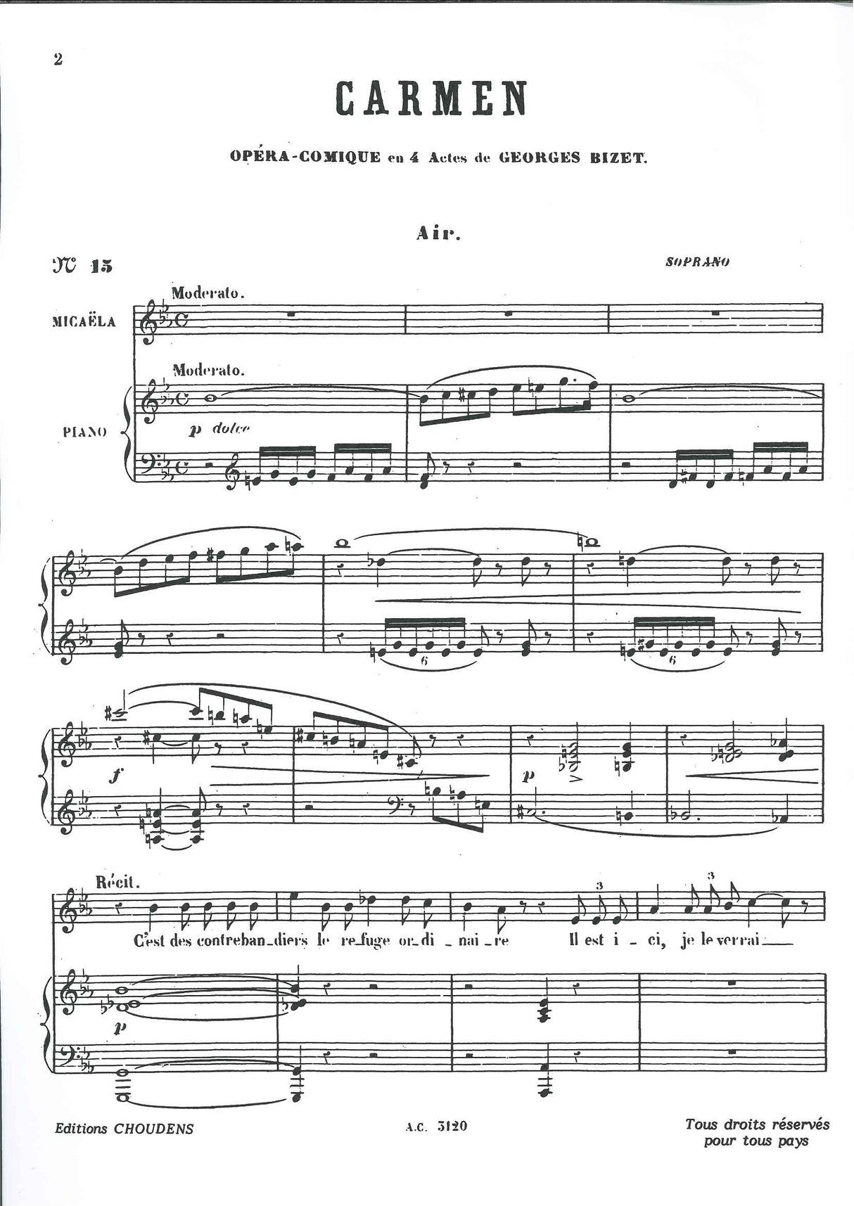 Bizet, Carmen, Je dis que rien ne m'epou (Choudens)