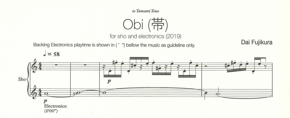 Fujikura, Obi, for Sho and Electronics (Ricordi)