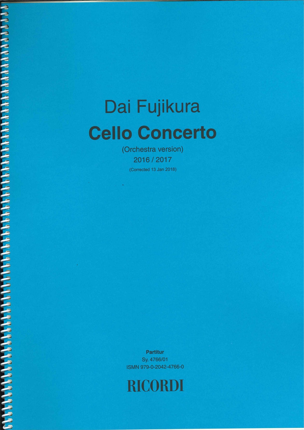 Fujikura, Concerto for Cello (Ricordi)