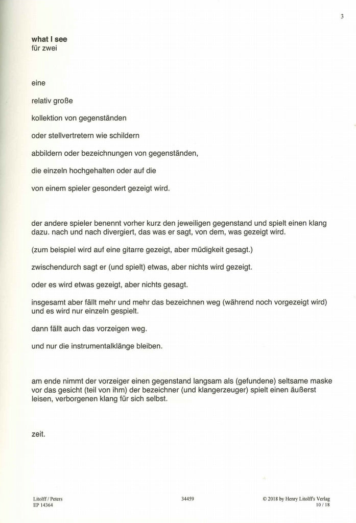 Tsangaris, What I See (Peters)