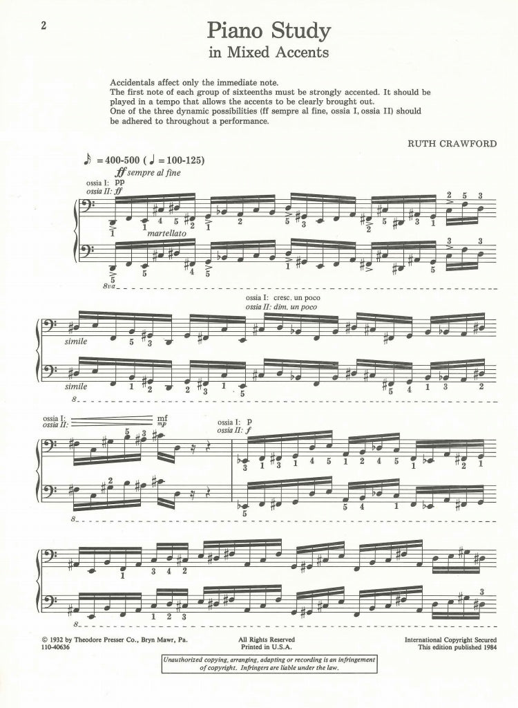 Crawford, Piano Study in Mixed Accents (Presser)