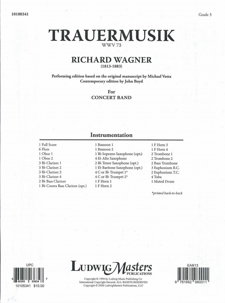 Wagner, Trauermusik: Full Score (Ludwig Music)