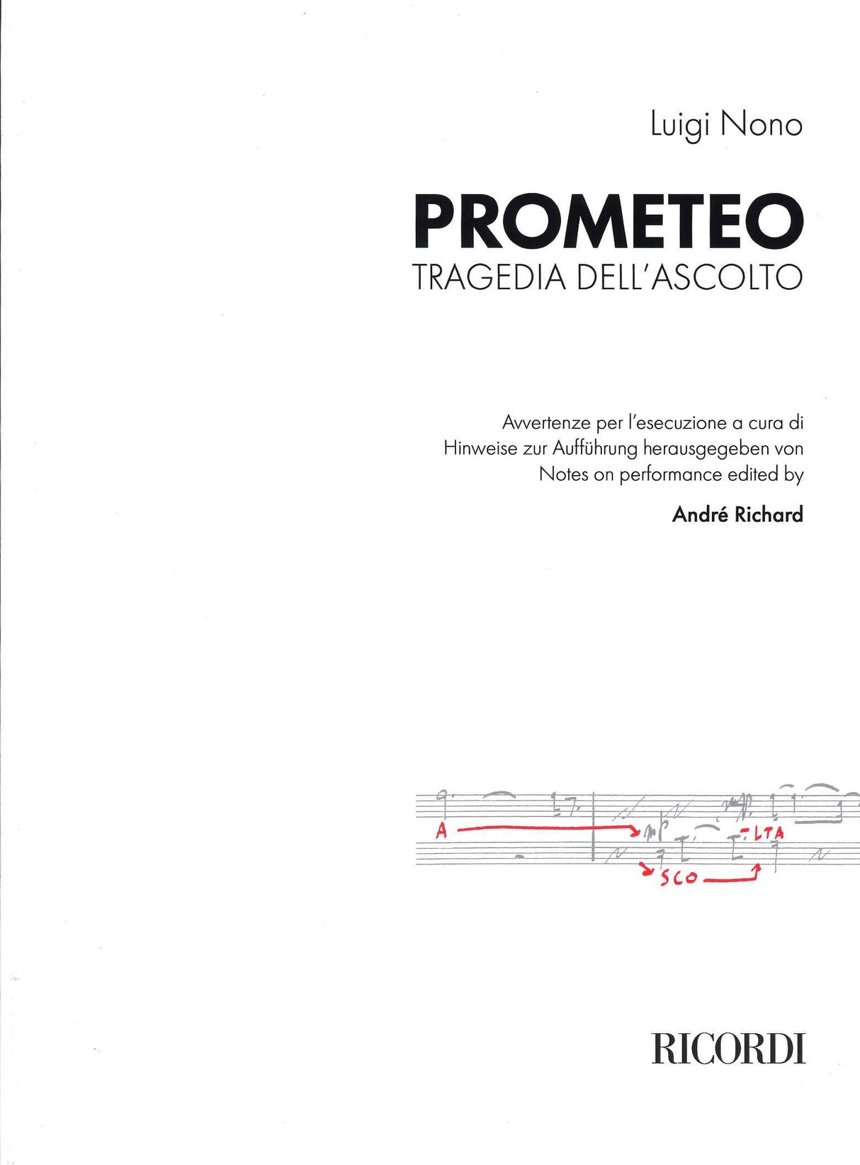 Nono, Prometeo: Large Score; Commentary (Ricordi)