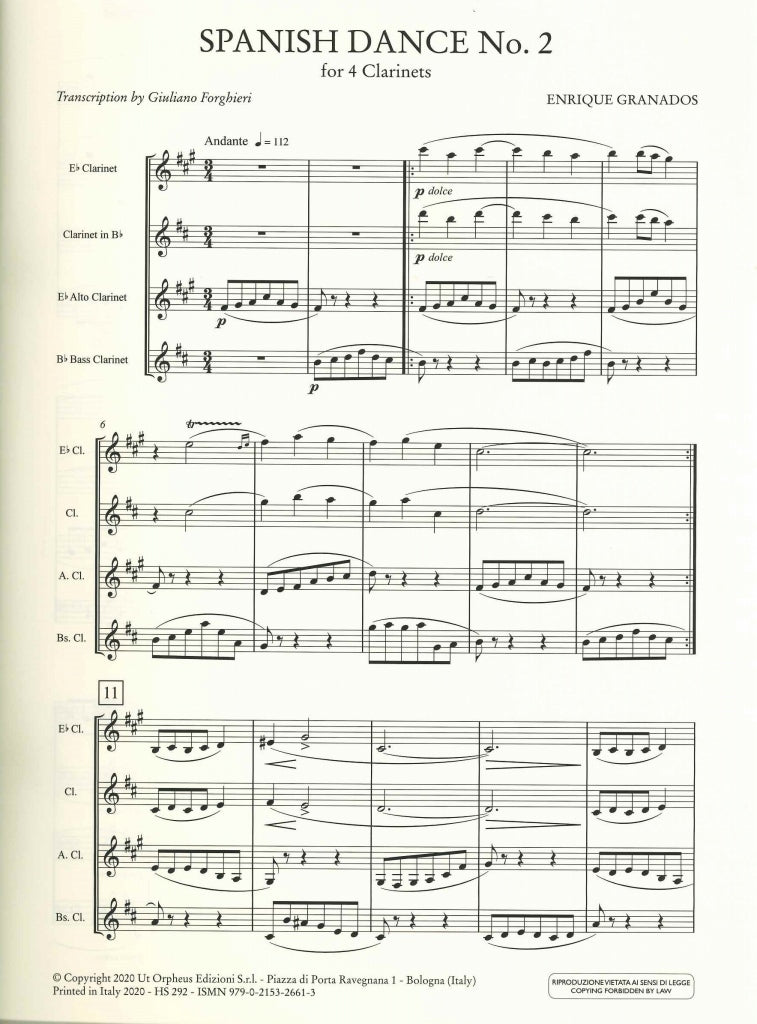 Granados, Spanish Dance No. 2 (4Cl) (Ut Orpheus)